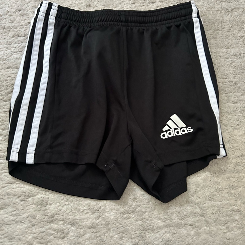 adidas Black Shorts with White Three-Stripe Detail